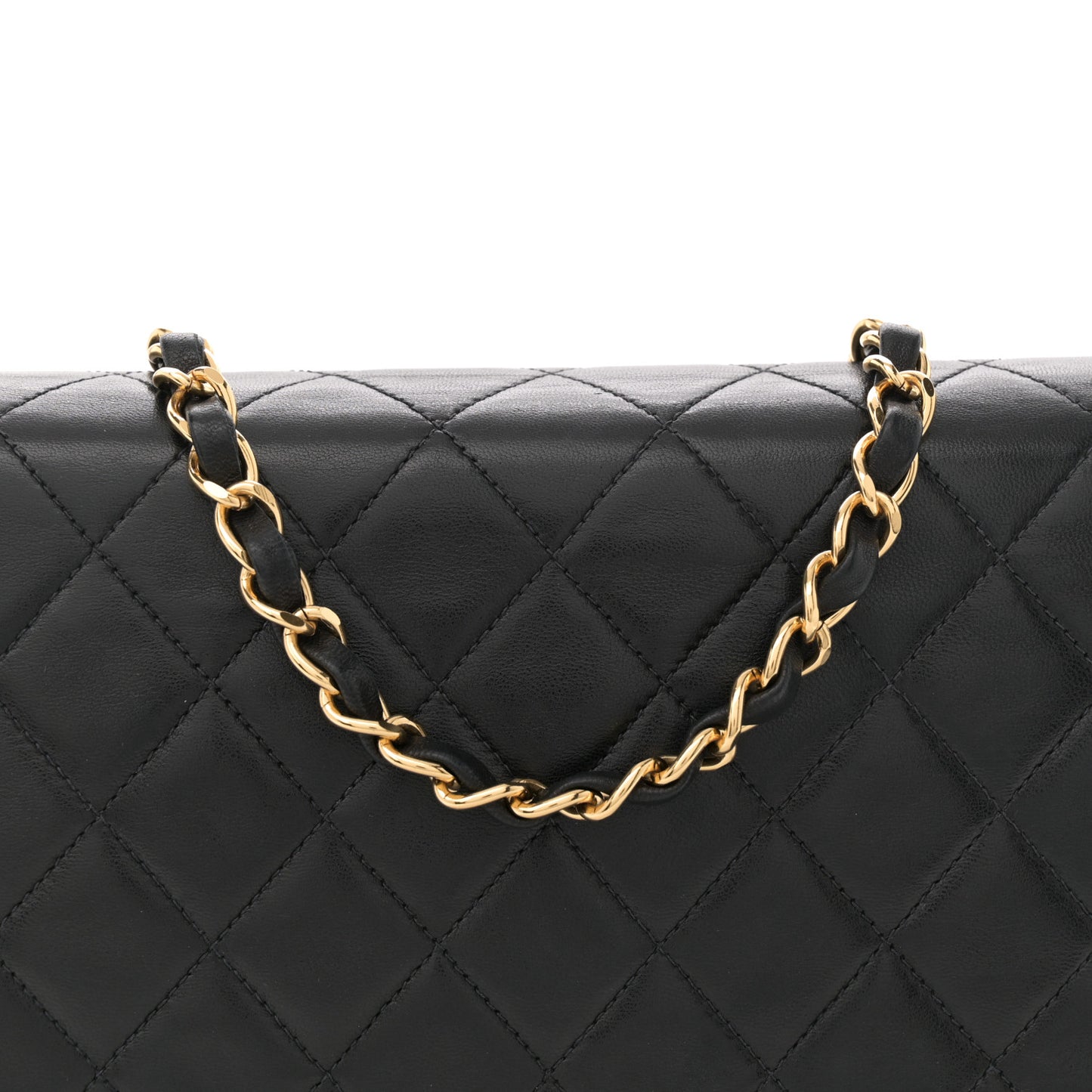 Lambskin Quilted Small Single Flap Black