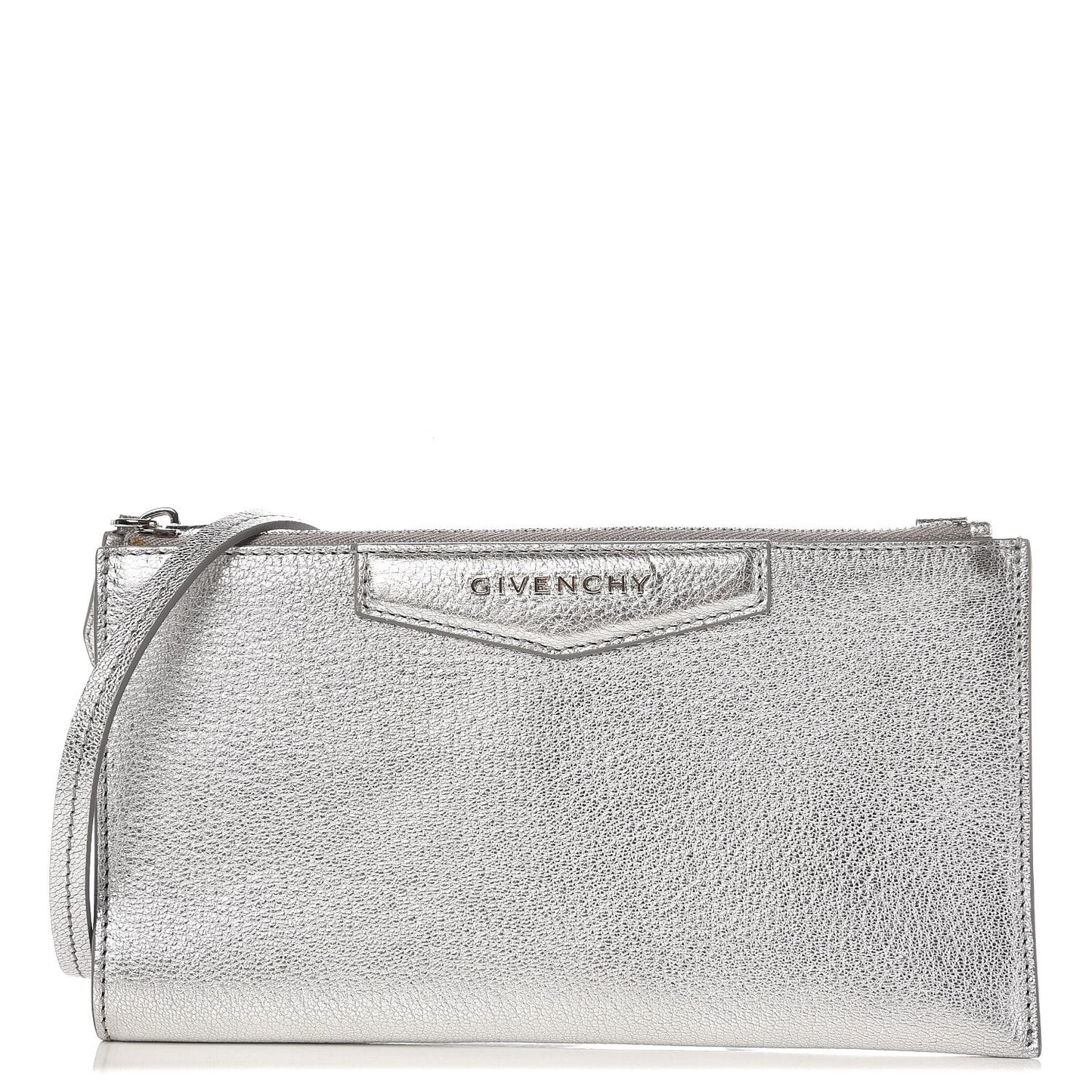 Metallic Grained Goatskin Antigona Crossbody Silver