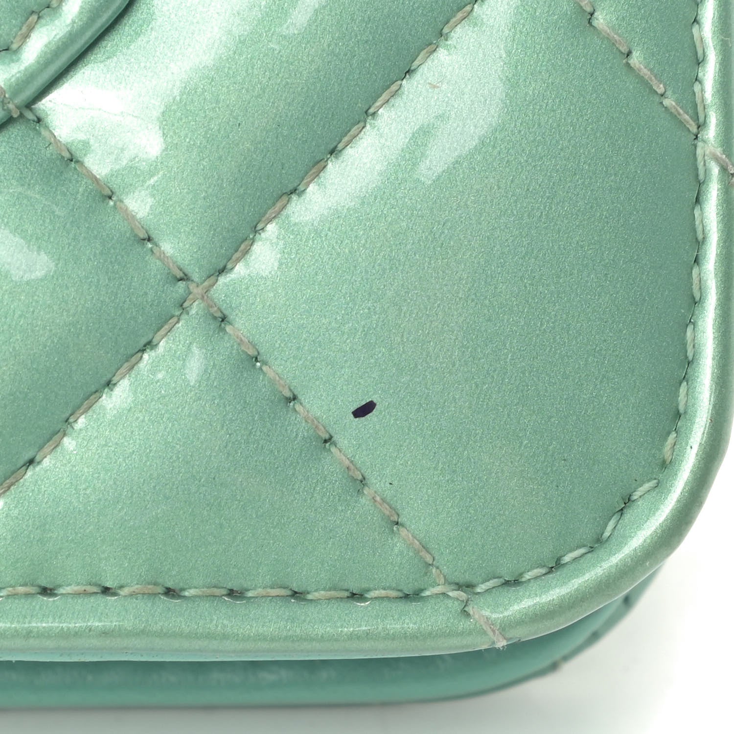 Chanel Patent Quilted Wallet On Chain WOC Blue 14 of 15