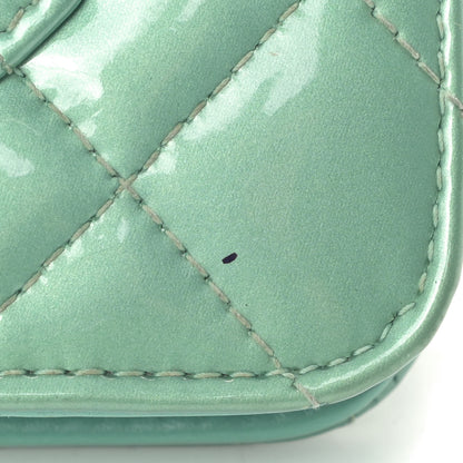 Chanel Patent Quilted Wallet On Chain WOC Blue 14 of 15