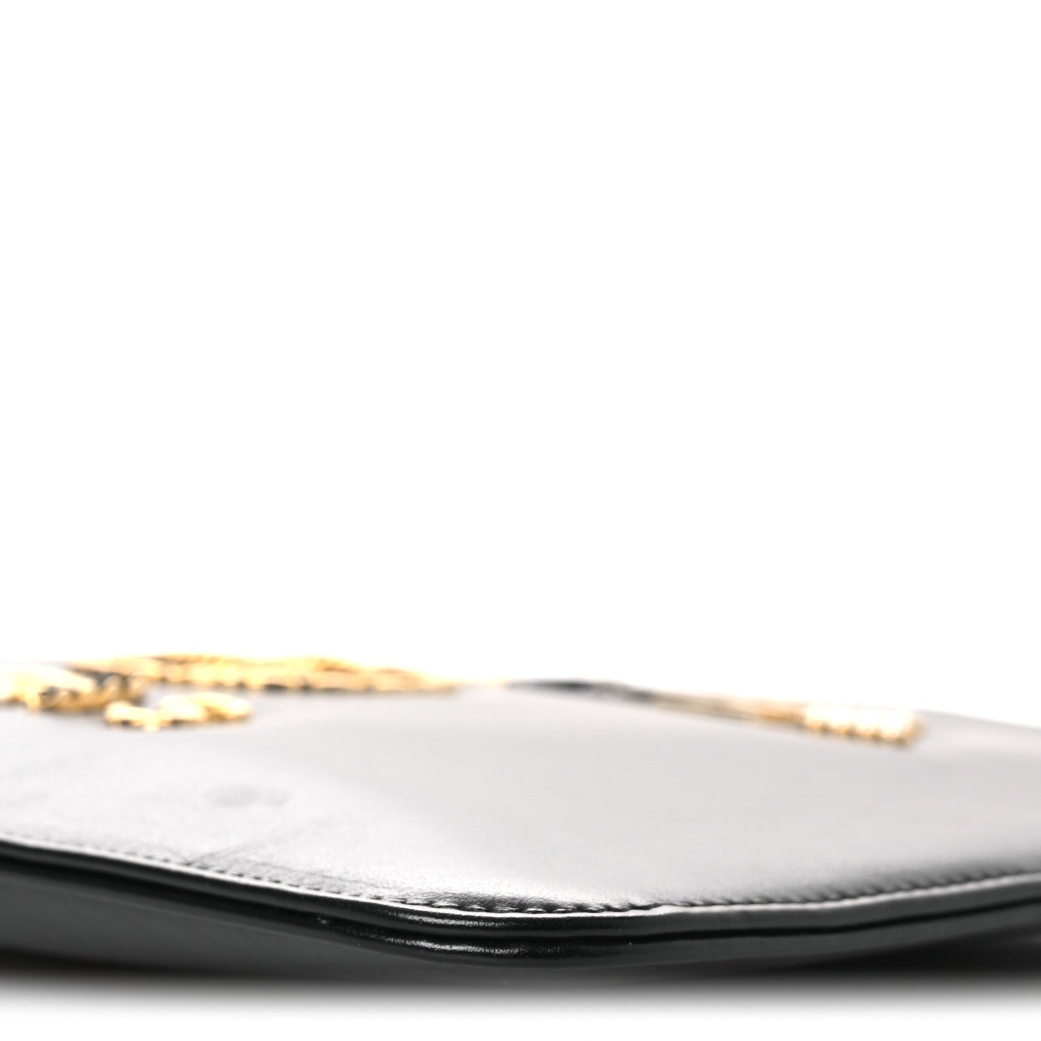 Chanel Shiny Calfskin Crystal Pearl Logo Cosmetic Case Black 10 of 11