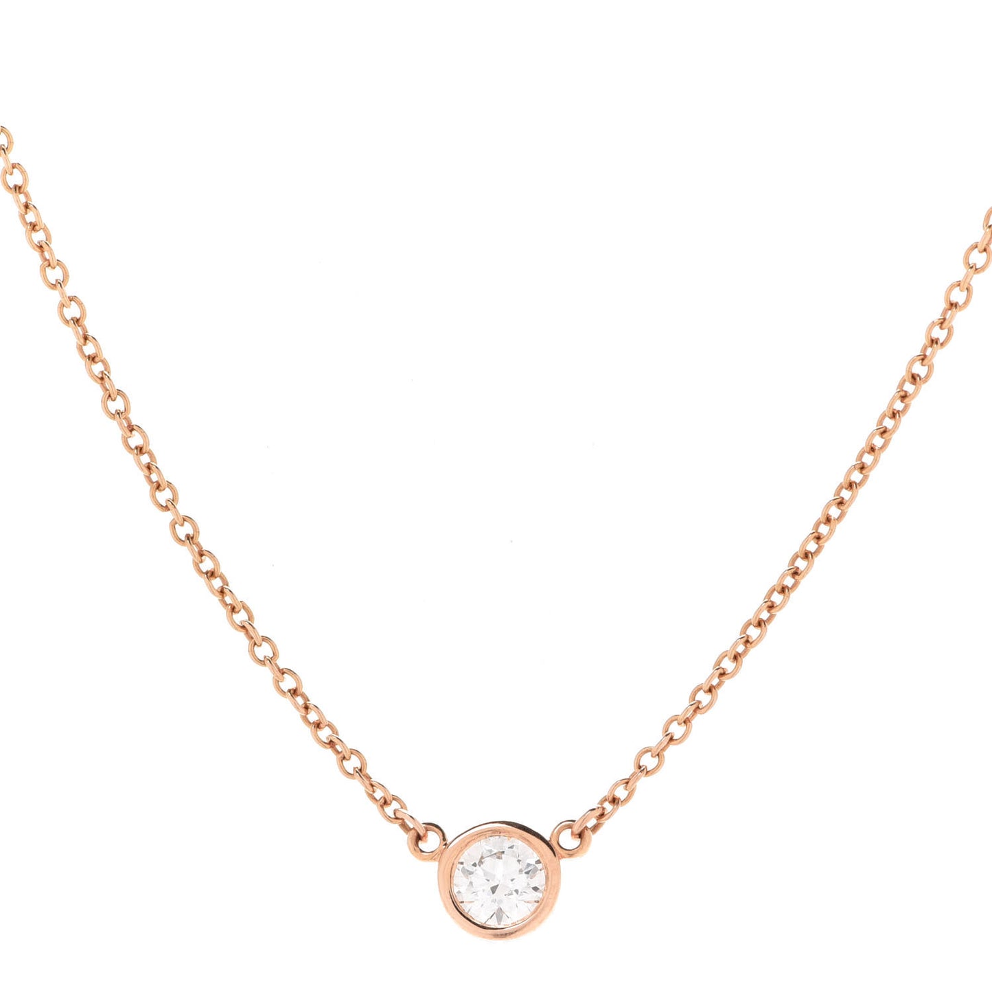 18K Rose Gold Diamond .21ct Elsa Peretti Diamonds by the Yard Pendant Necklace