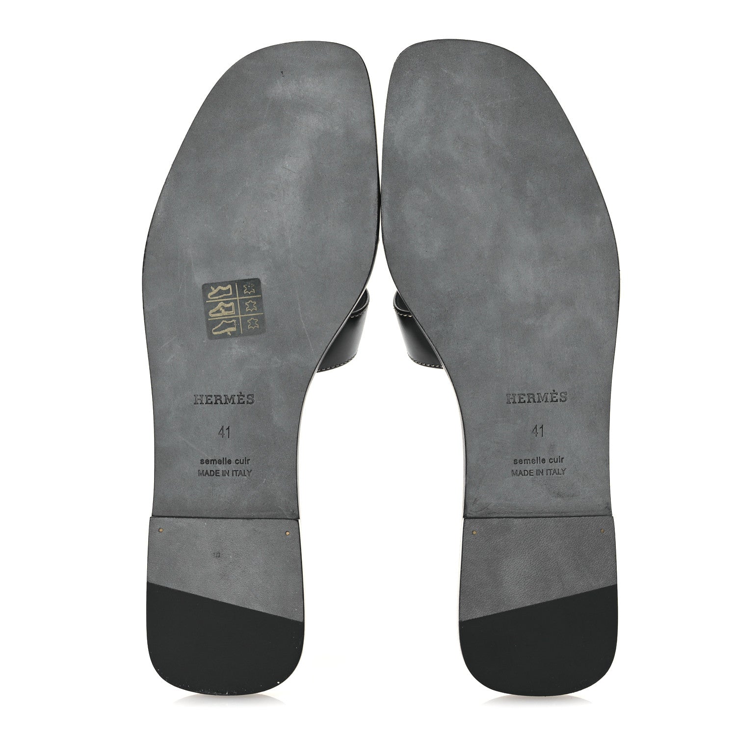 Hermes Box Calfskin Oran Sandals 41 Black 7 of 11