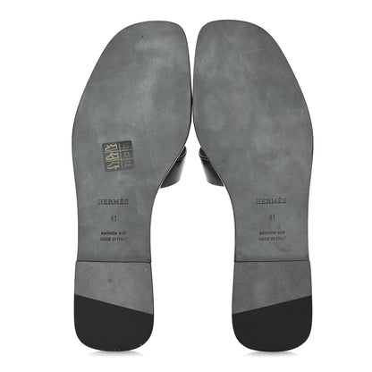 Hermes Box Calfskin Oran Sandals 41 Black 7 of 11