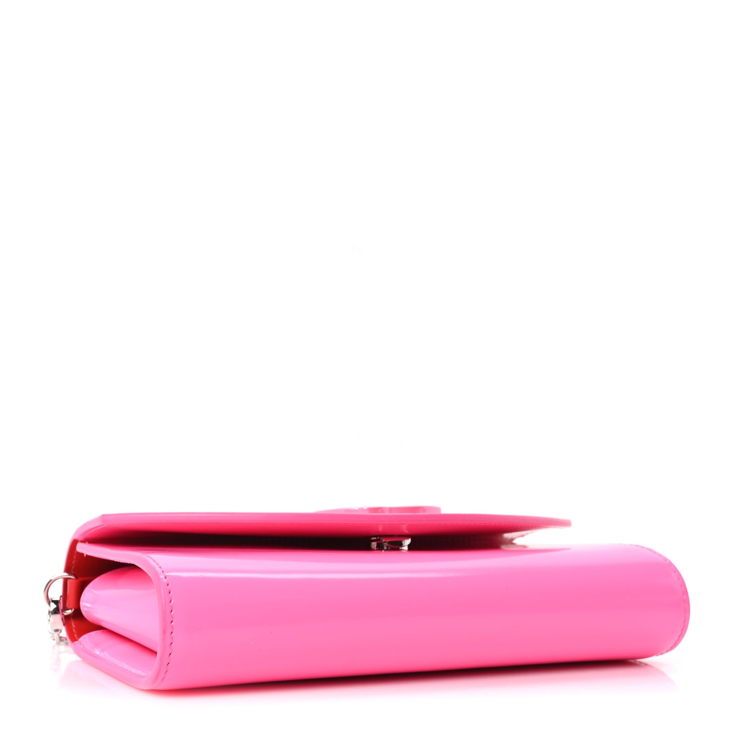 Patent Calfskin Loubi54 Crossbody Clutch Fluo Pink