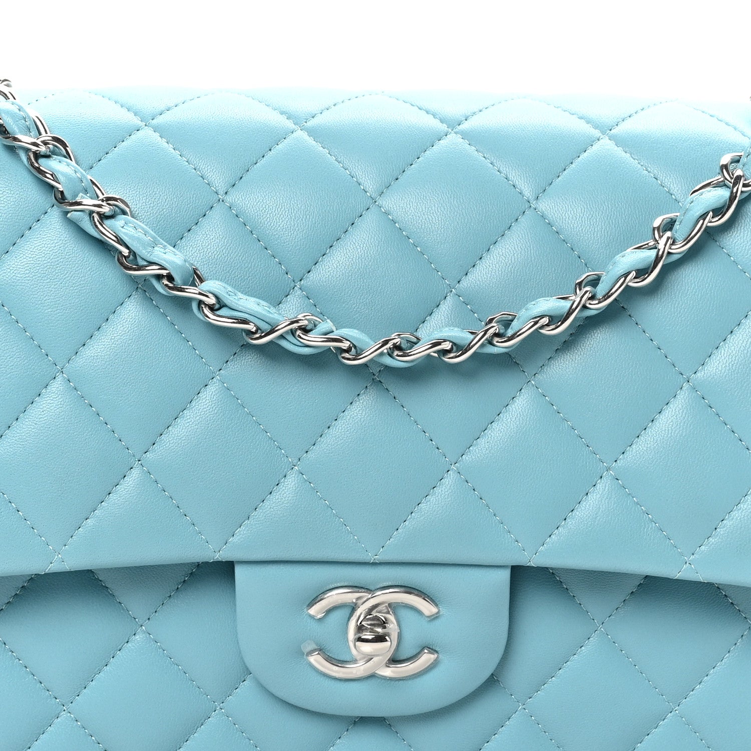 Chanel Lambskin Quilted Jumbo Double Flap Blue 8 of 10