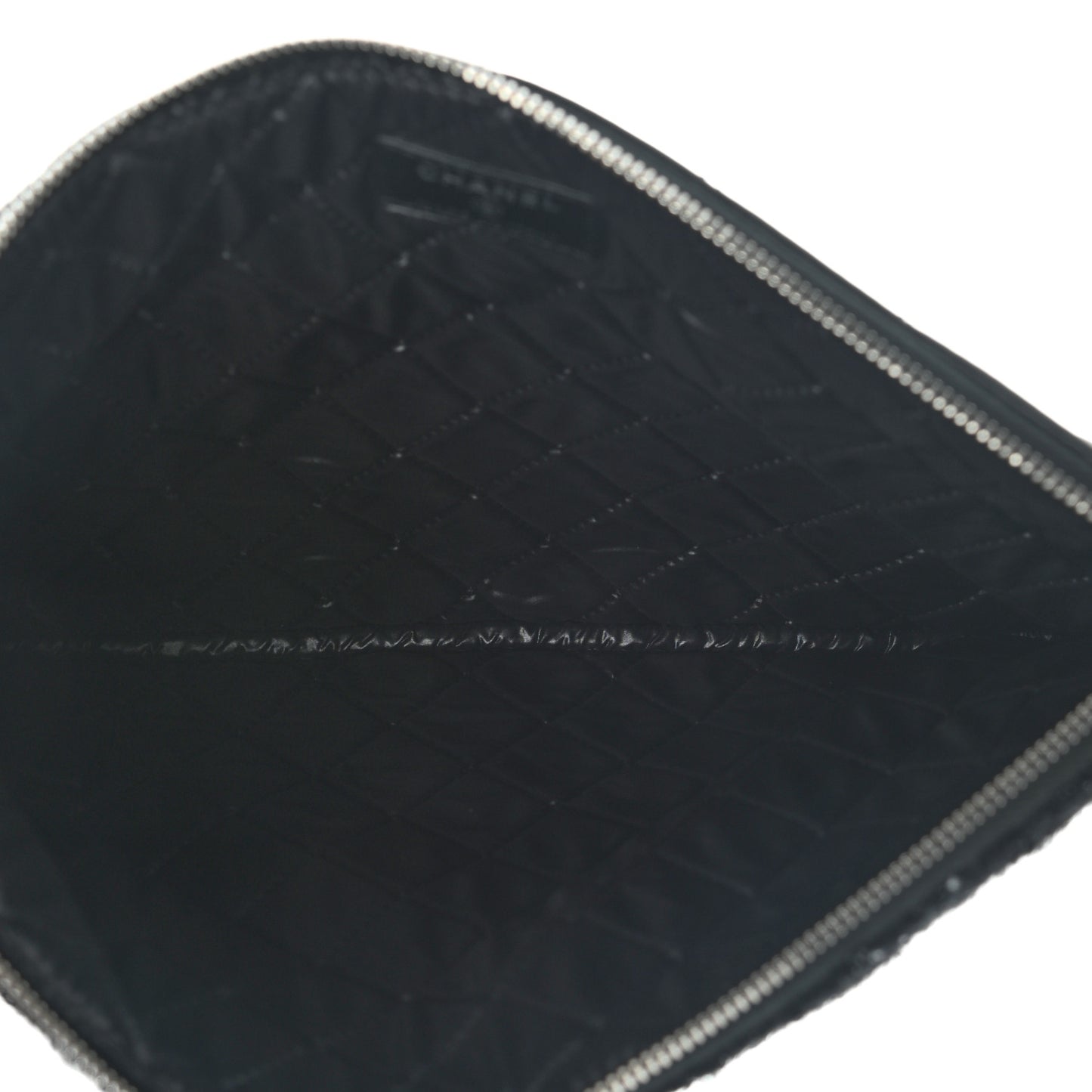 Tweed Lambskin Quilted Small Case Black