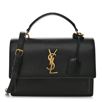 Saint Laurent Smooth Calfskin Medium Monogram Sunset Satchel Black 1 of 12