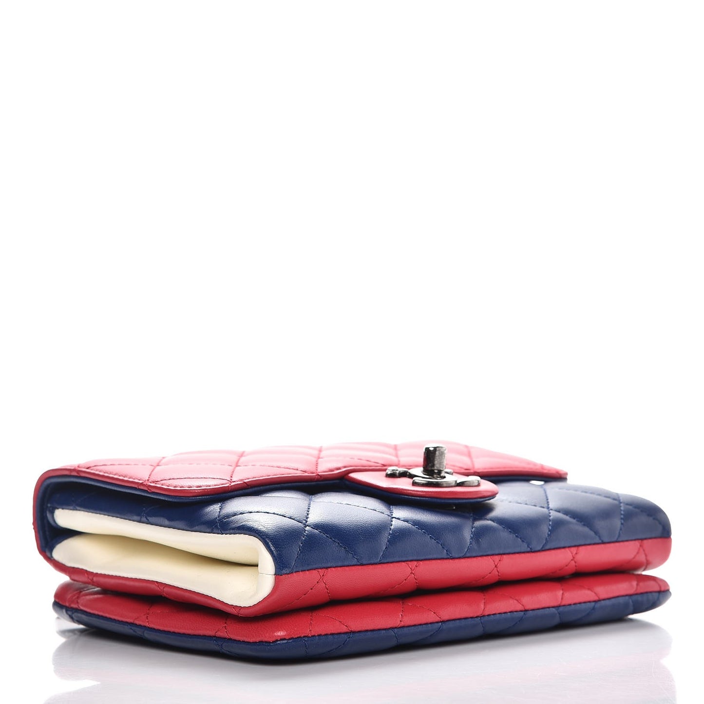 Lambskin Quilted Tri-color Crossbody Bag Dark Pink