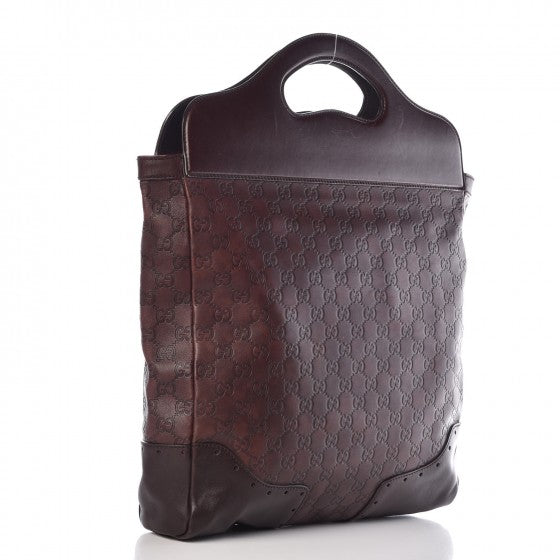 Guccissima Large Punch Top Handle Tote Dark Brown