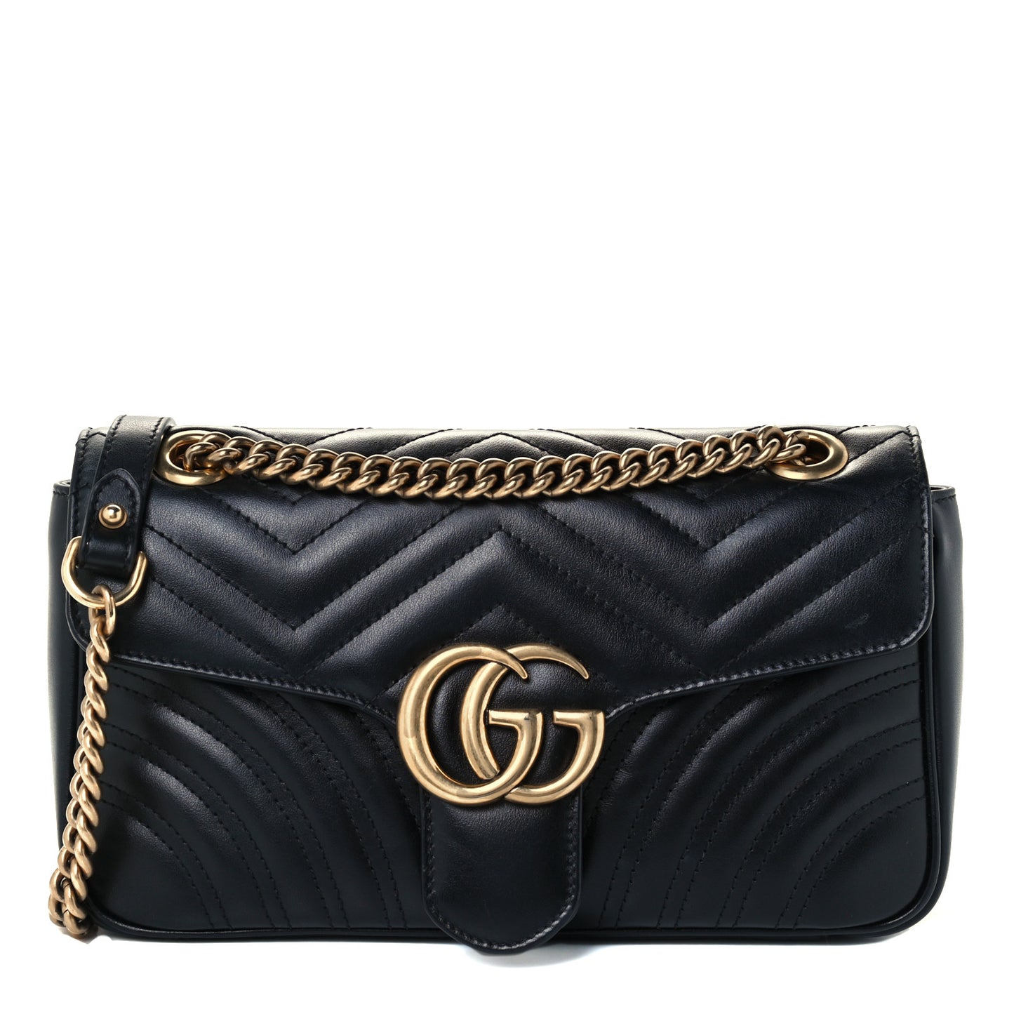 Calfskin Matelasse Small GG Marmont Shoulder Bag Black