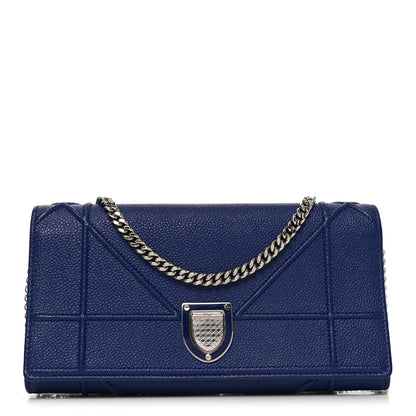 Christian Dior Grained Calfskin Diorama Croisiere Chain Wallet Blue 1 of 10
