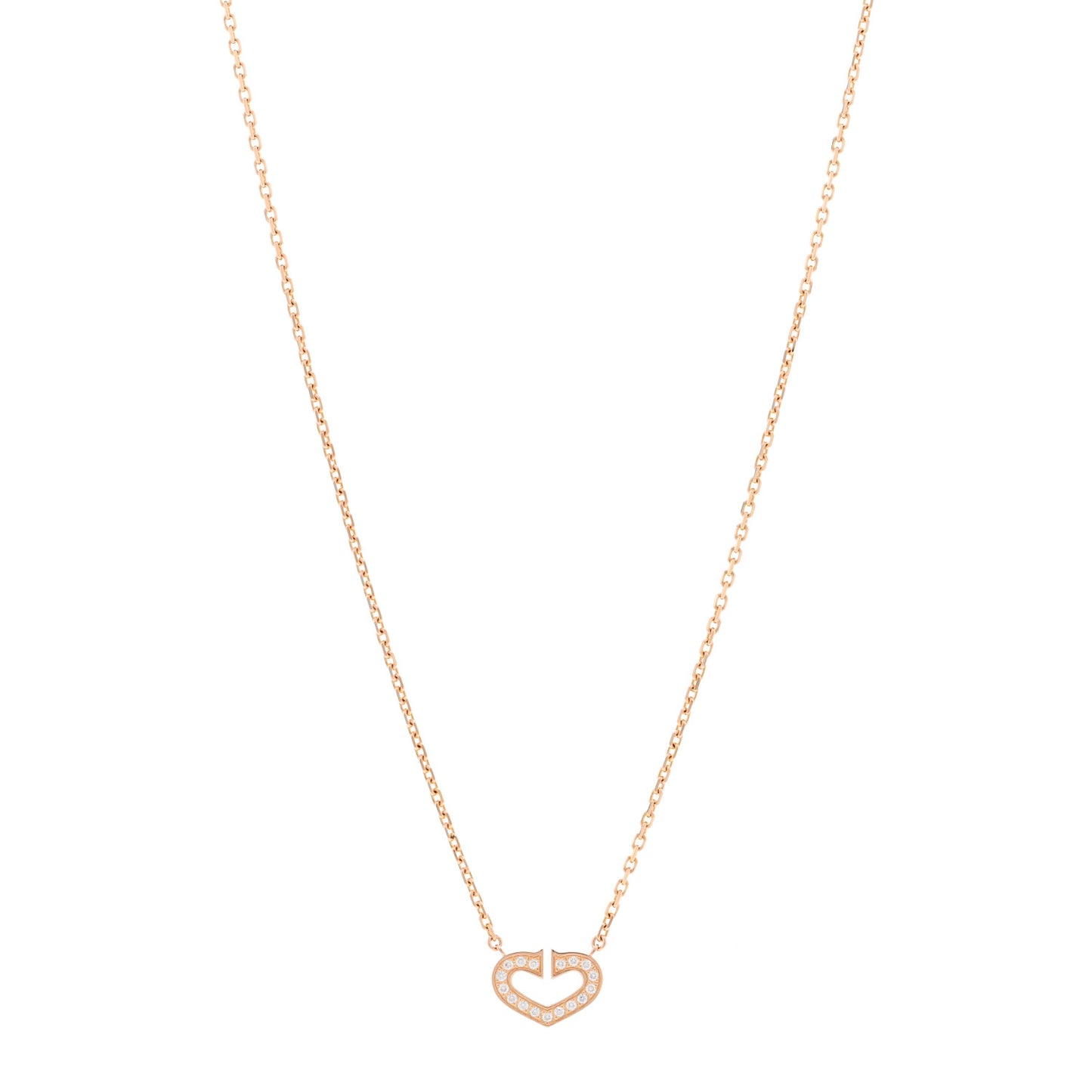 18K Pink Gold Diamond Hearts And Symbols Pendant Necklace