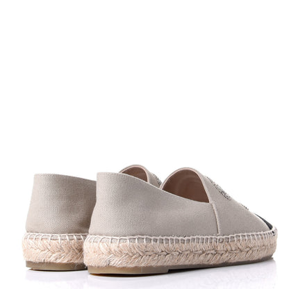 Chanel Canvas Grosgrain CC Espadrilles 40 Beige Black 4 of 10