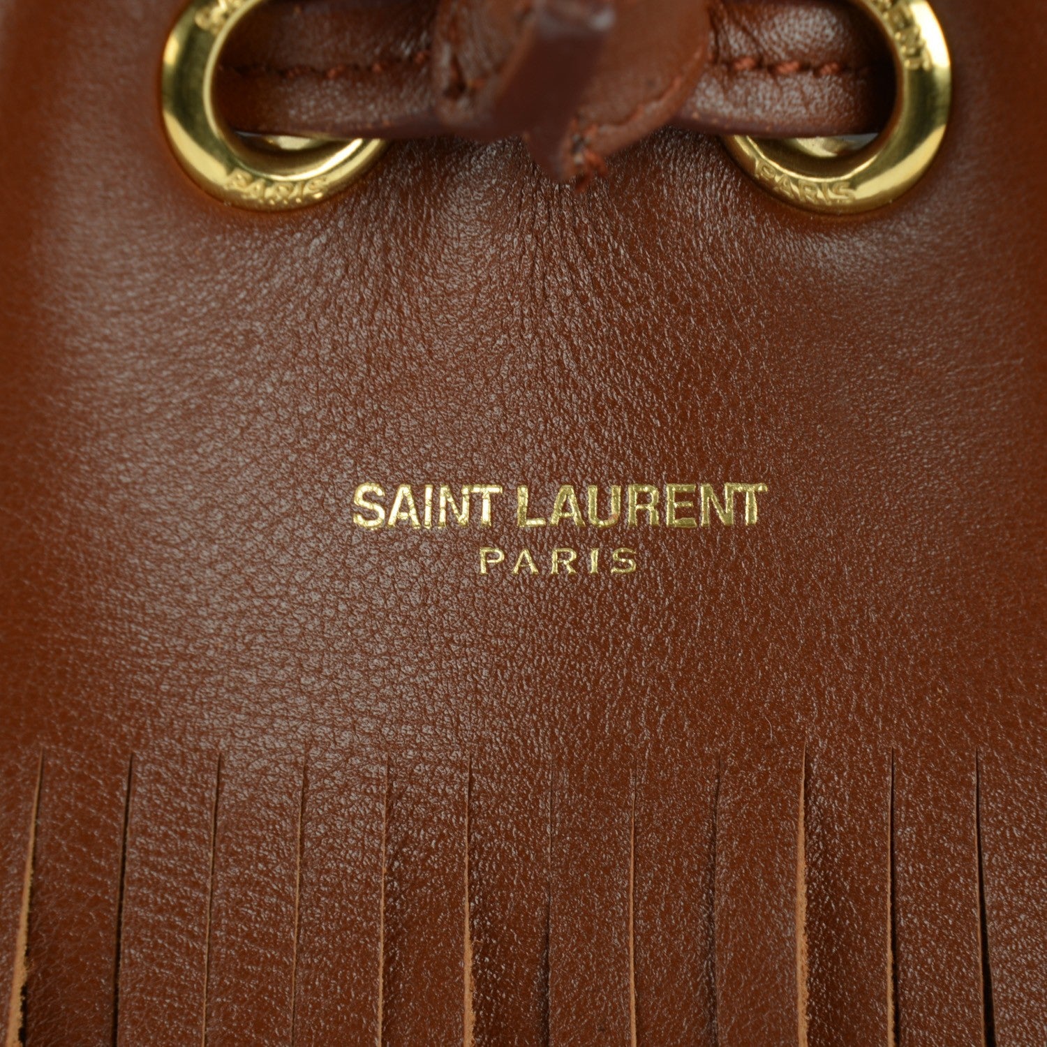 Saint Laurent Calfskin Small Emmanuelle Fringe Bucket Bag Cotto 6 of 8