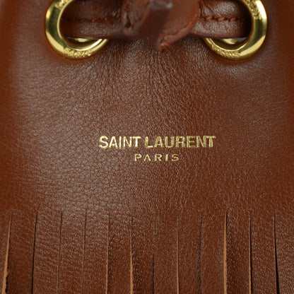 Saint Laurent Calfskin Small Emmanuelle Fringe Bucket Bag Cotto 6 of 8