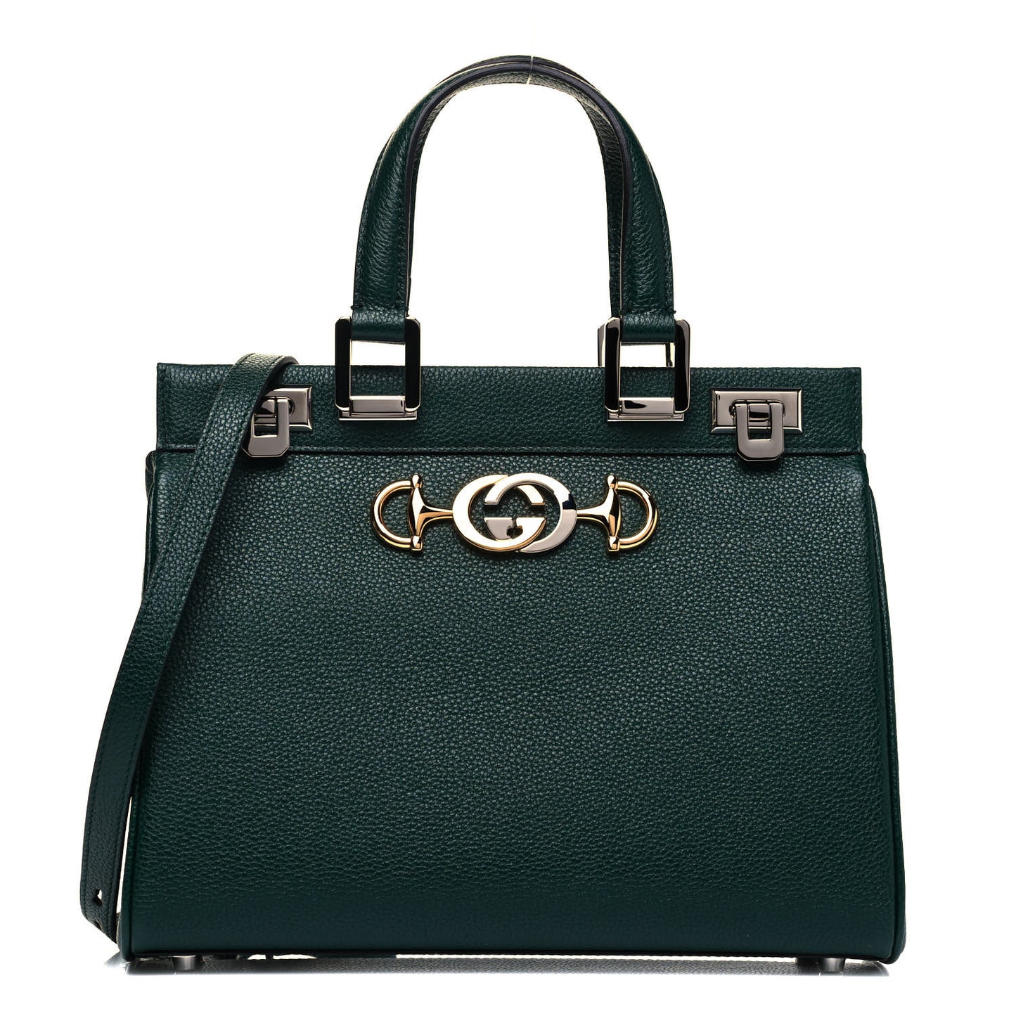 Grainy Calfskin Small Zumi Top Handle Bag Vintage Green