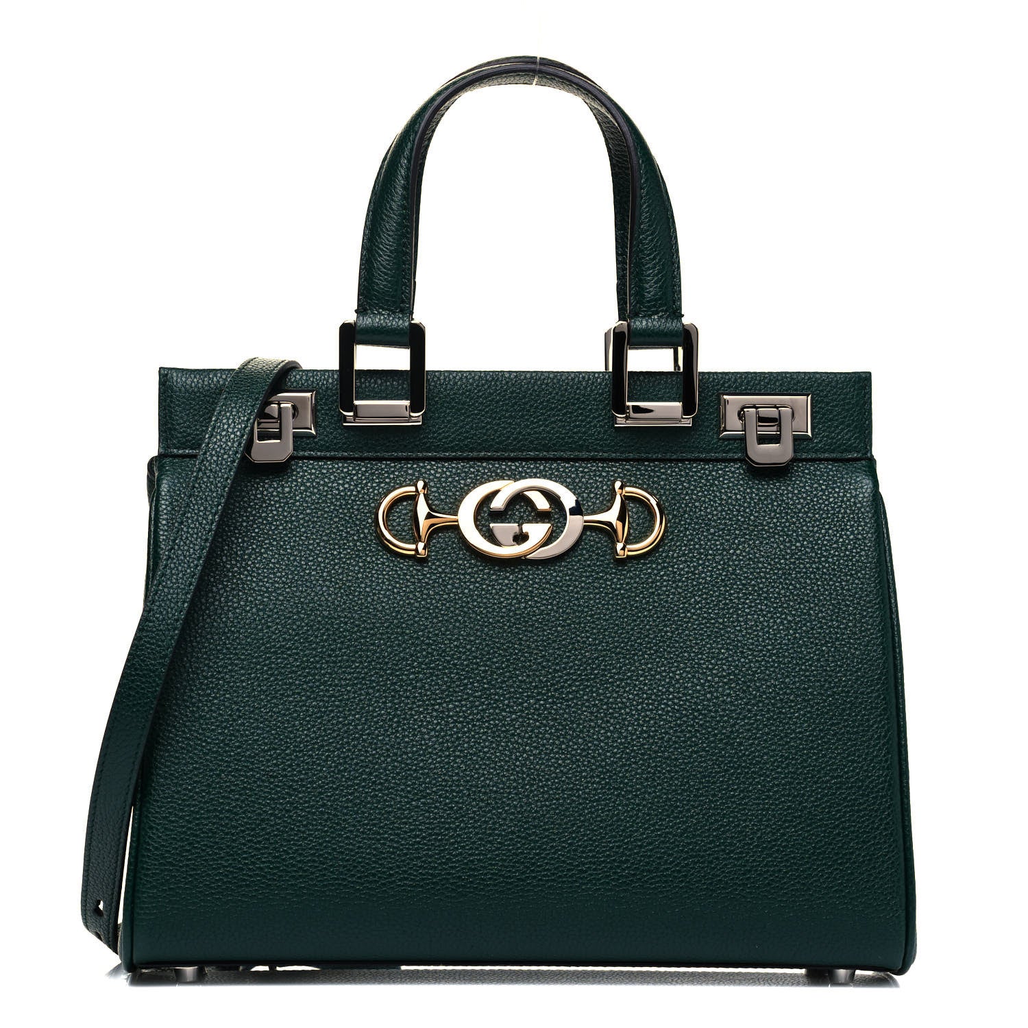Gucci Grainy Calfskin Small Zumi Top Handle Bag Vintage Green 1 of 9