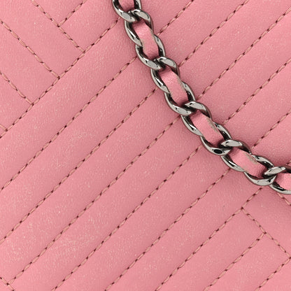 Chanel Lambskin Quilted CC Crossing Wallet On Chain WOC Pink 9 of 20