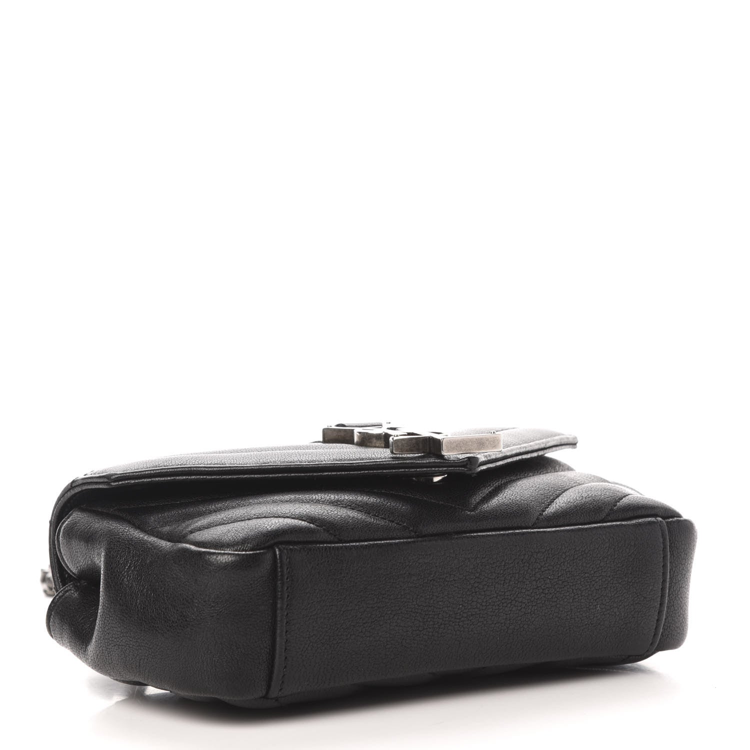 Saint Laurent Sheepskin Matelasse Chevron Monogram Classic Baby Chain Bag Black 4 of 11