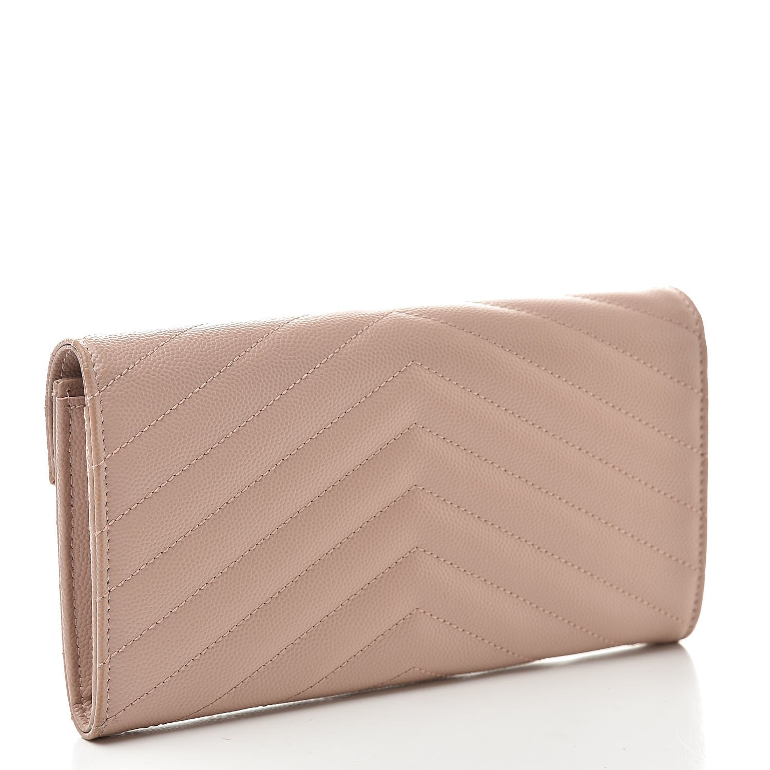 Saint Laurent Grain De Poudre Matelasse Chevron Monogram Wallet Pale Pink 3 of 8