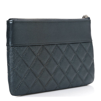 Chanel Caviar Quilted Mademoiselle Vintage Zip Pouch Grey 3 of 7