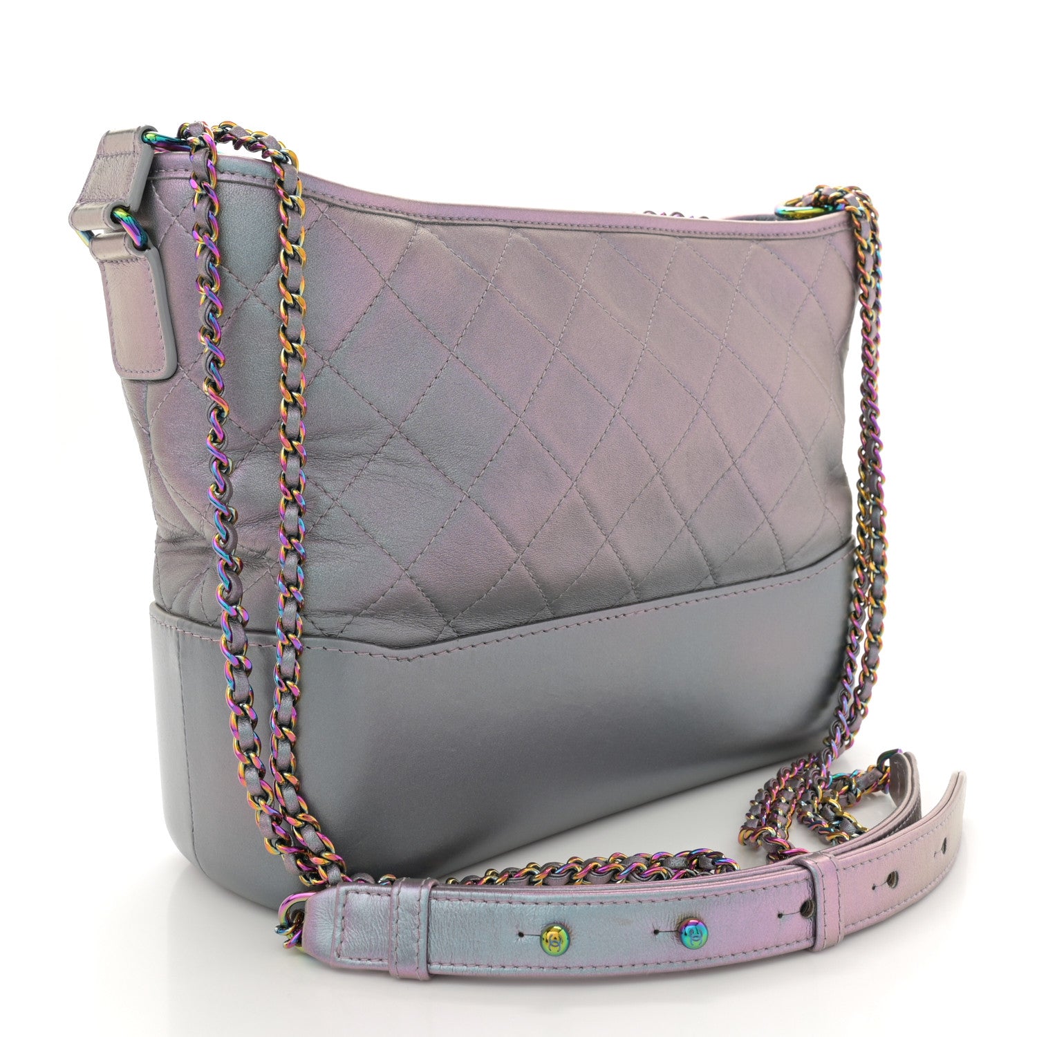 Chanel Iridescent Lambskin Calfskin Quilted Medium Gabrielle Hobo Light Purple 3 of 10