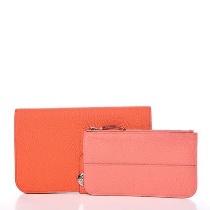 Hermes Togo Dogon Duo Wallet Poppy Rose Candy 3 of 9