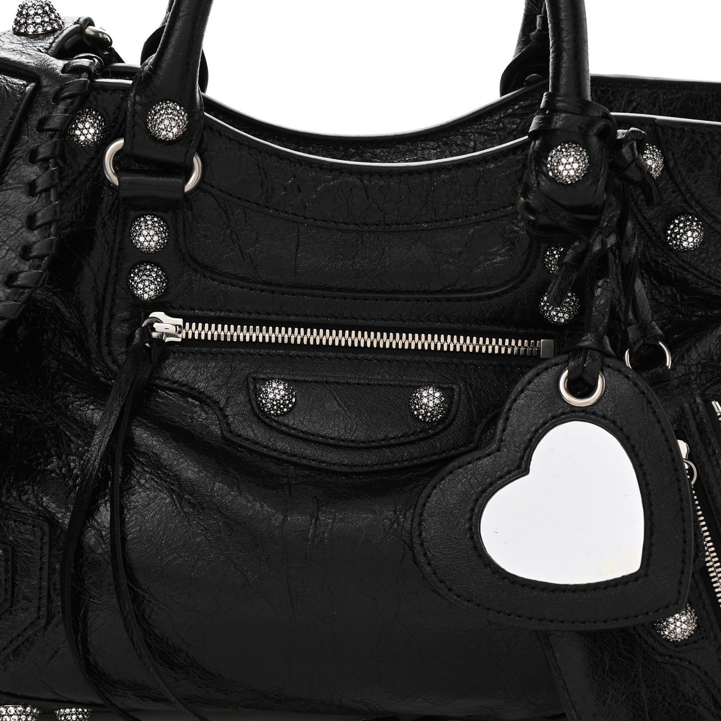 Agneau Arena Crystal Neo Cagole City Handbag Black
