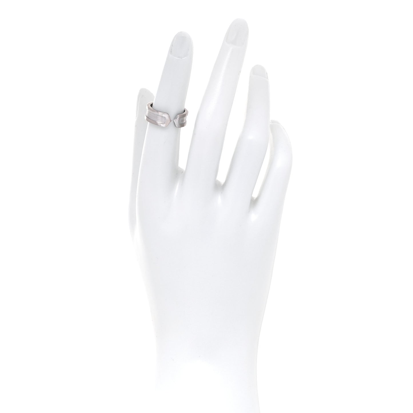 18K White Gold 6.5mm Logo De Cartier Ring 50 5.25