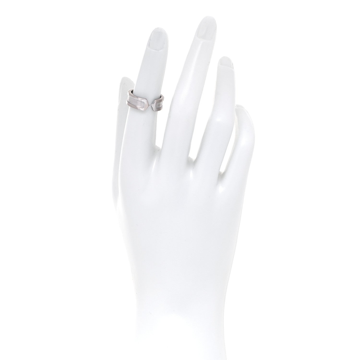 Cartier 18K White Gold 6.5mm Logo De Cartier Ring 50 5.25 2 of 5