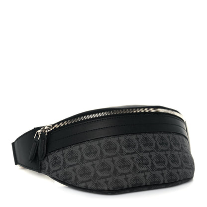 Salvatore Ferragamo Gancini Monogram Calfskin Waist Bag Black Grey 3 of 11