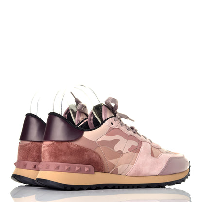 Valentino Garavani Nappa Suede Camouflage Womens Rockrunner Sneakers 38 Poudre Multicolor 4 of 8