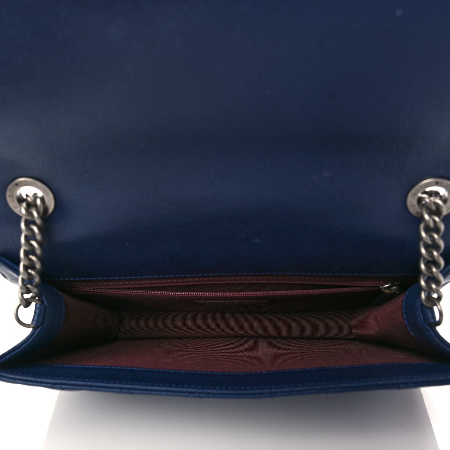 Goatskin Quilted Small CC University Top Handle Flap Blue
