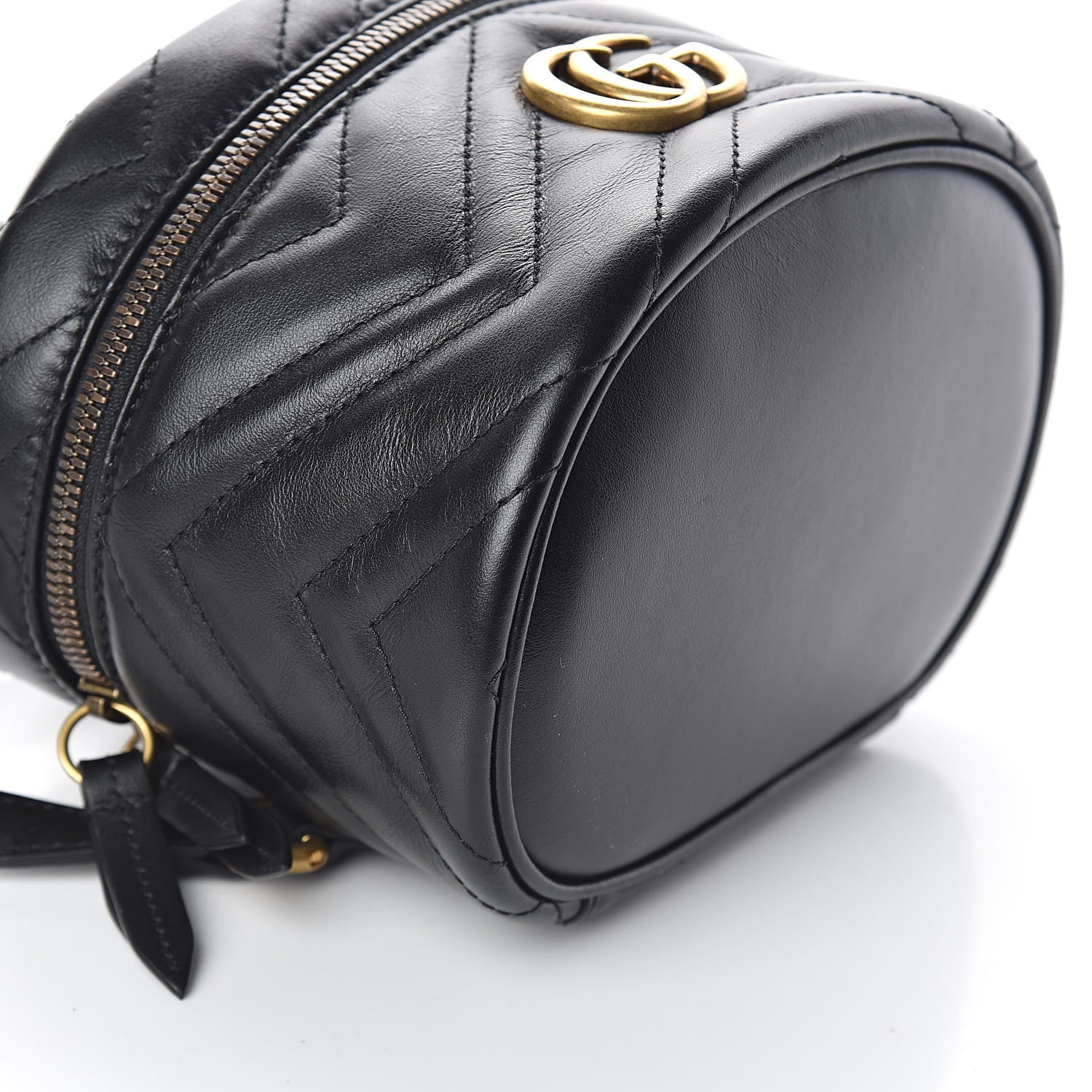 Gucci Calfskin Matelasse Mini GG Marmont Round Backpack Black 7 of 8