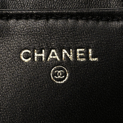 Chanel Lambskin Quilted Resin Bi-Color Flap Phone Holder With Chain Black 7 of 12