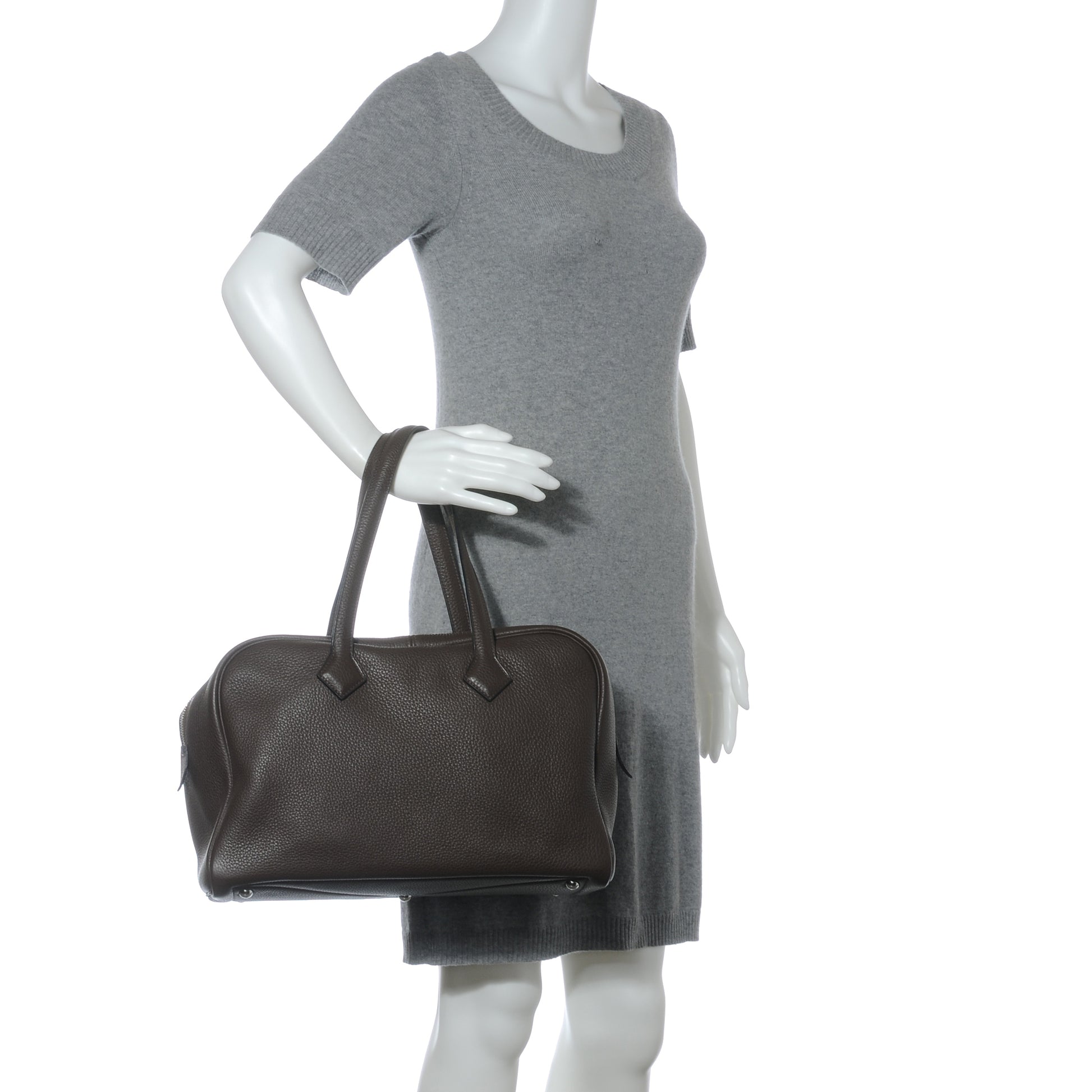 Hermes Taurillon Clemence Victoria II Fourre Tout 35 Cafe 2 of 8