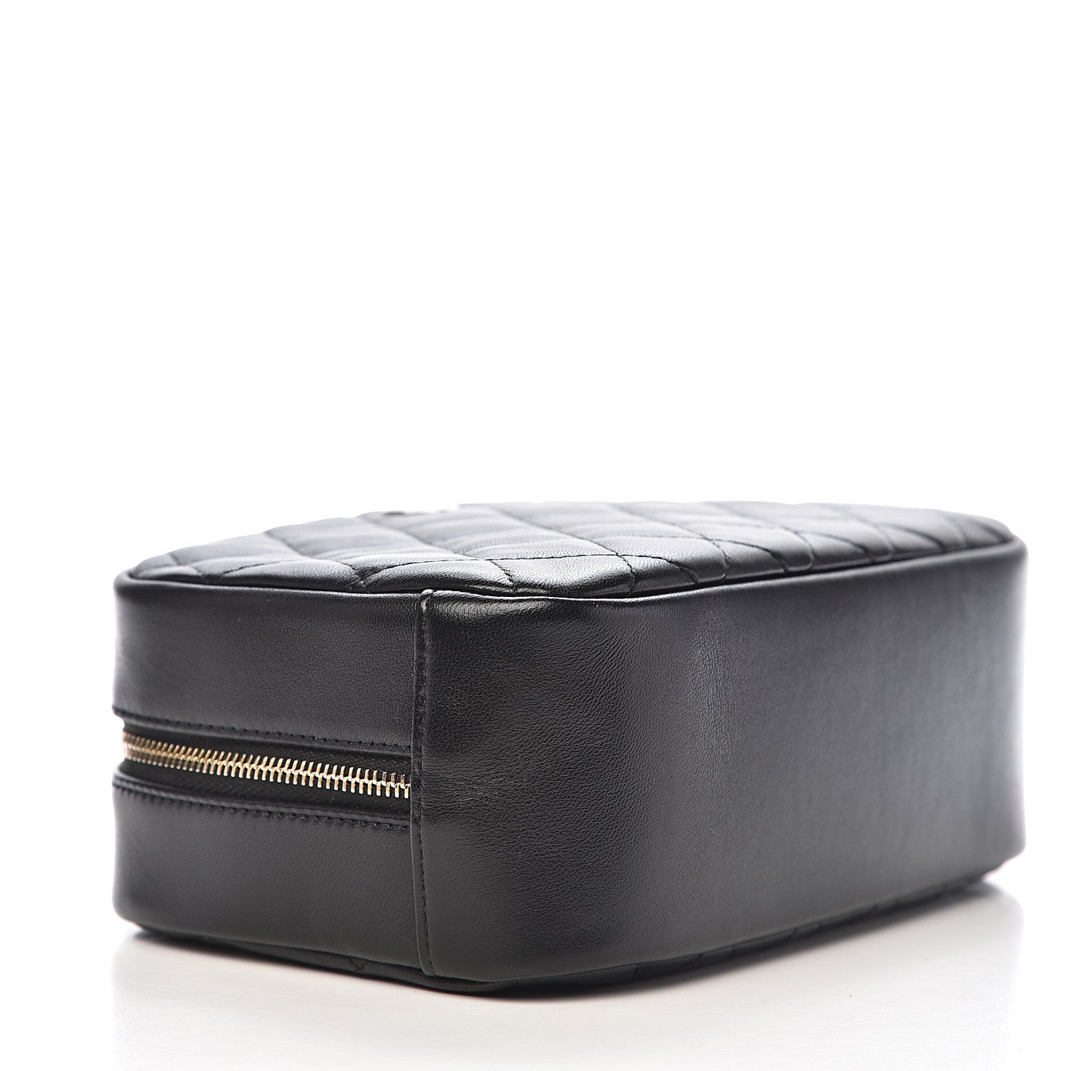 Chanel Lambskin Quilted Medium Curvy Pouch Cosmetic Case Black 4 of 11