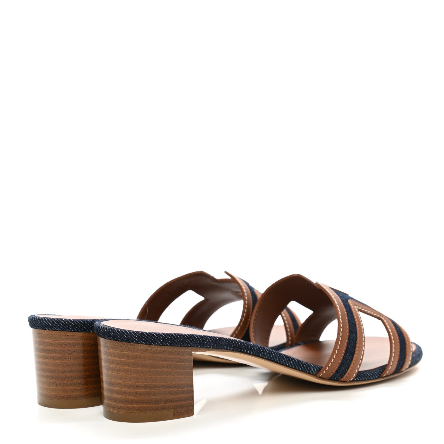 Hermes Calfskin Denim Oasis Sandals 38.5 Bleu Brut Gold 4 of 9