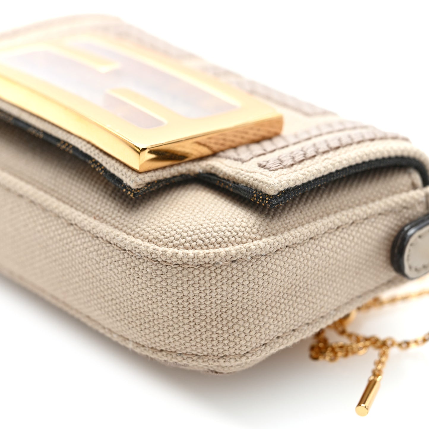 Canvas Vitello King FF Embroidered Nano Maxi Buckle Baguette Charm Nuvola