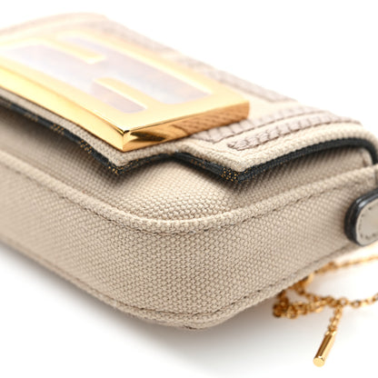 Fendi Canvas Vitello King FF Embroidered Nano Maxi Buckle Baguette Charm Nuvola 10 of 10