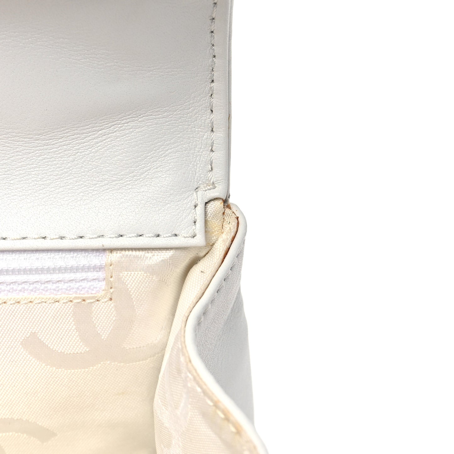 Calfskin Quilted Wild Stitch Flap White