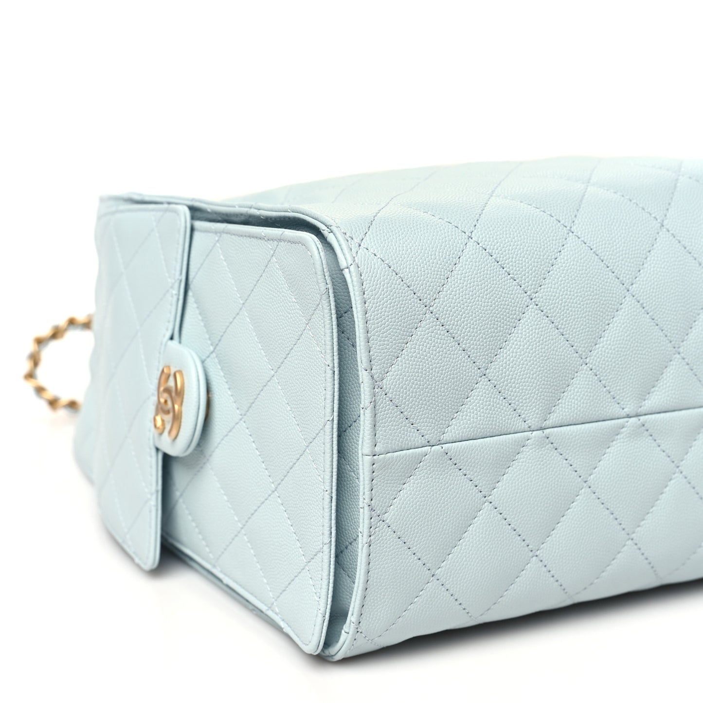 Caviar Quilted Medium Chanel 25 Handbag Light Blue