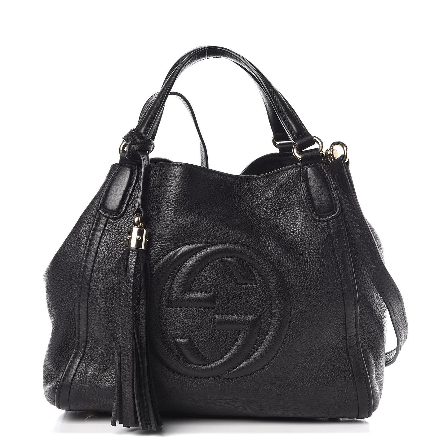 Pebbled Calfskin Small Soho Shoulder Bag Black