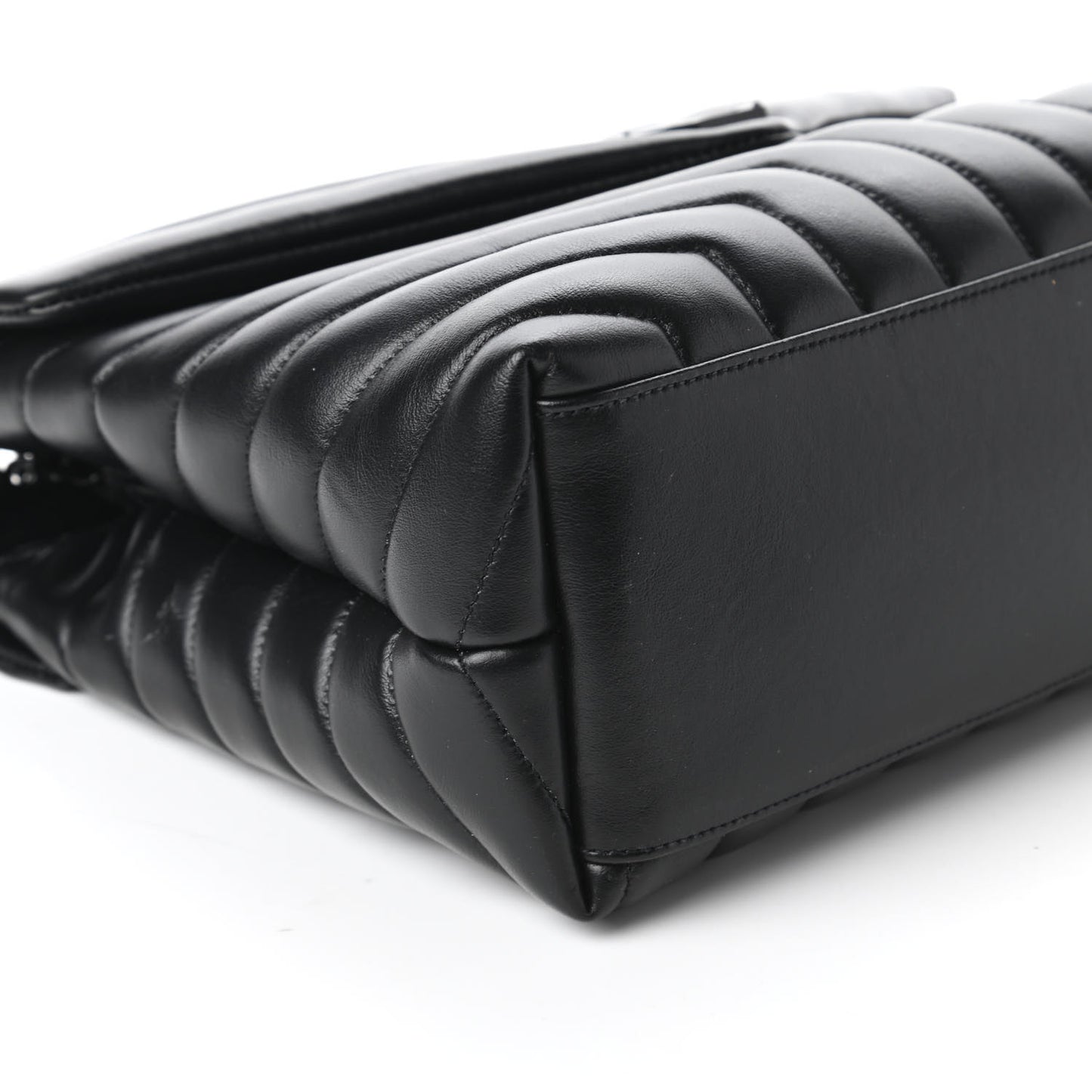 Calfskin Y Quilted Monogram Medium Loulou Chain Satchel Black