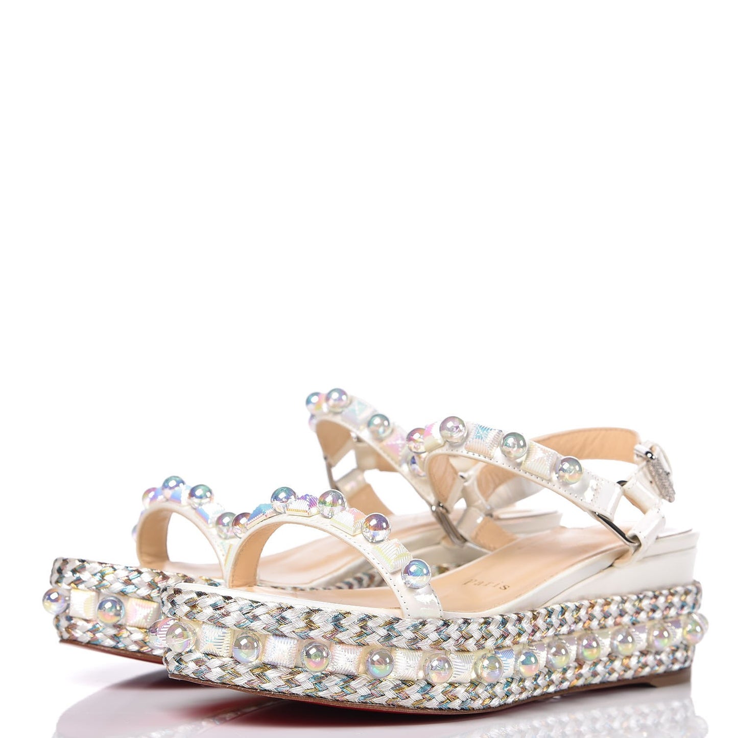 Patent Embellished Cataconico 60 Platform Sandals 36 White