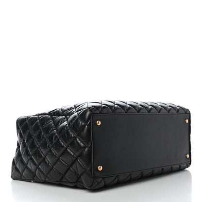 Chanel Aged Calfskin Quilted Large Coco Handle Shopping Tote Black 4 of 10