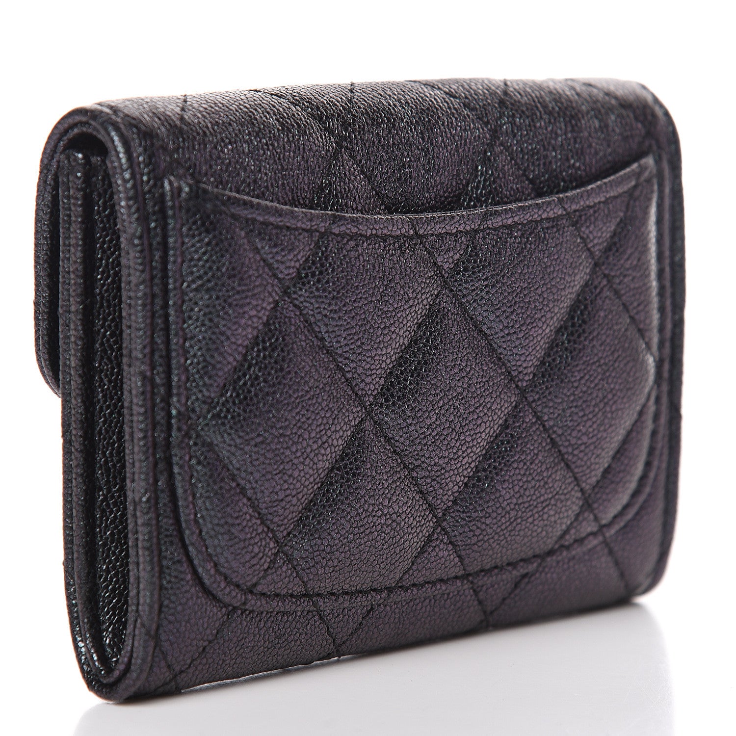 Chanel Iridescent Caviar Quilted Flap Card Holder Wallet Black 3 of 9
