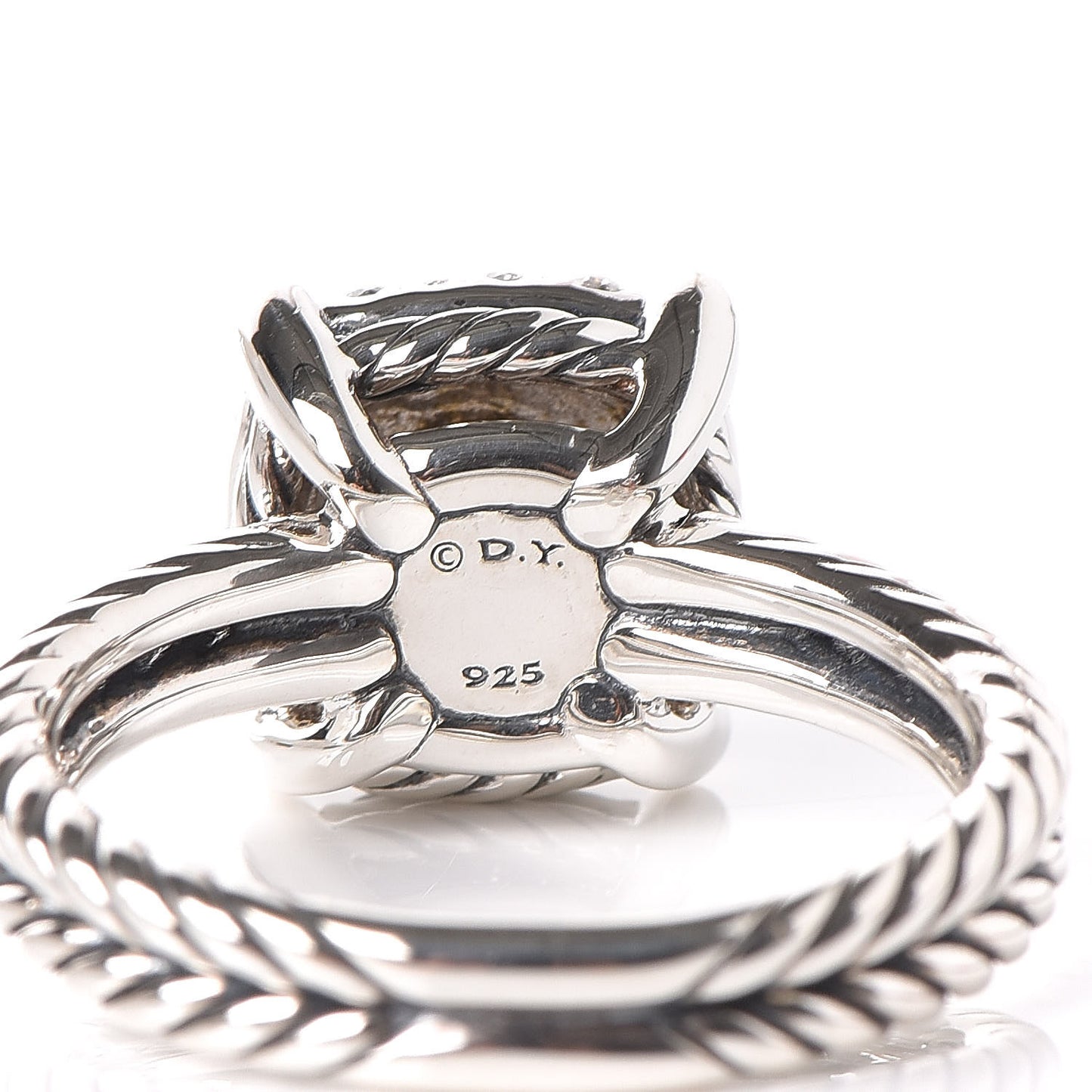 Sterling Silver Diamond 11mm Chatelaine Pave Ring 54 7