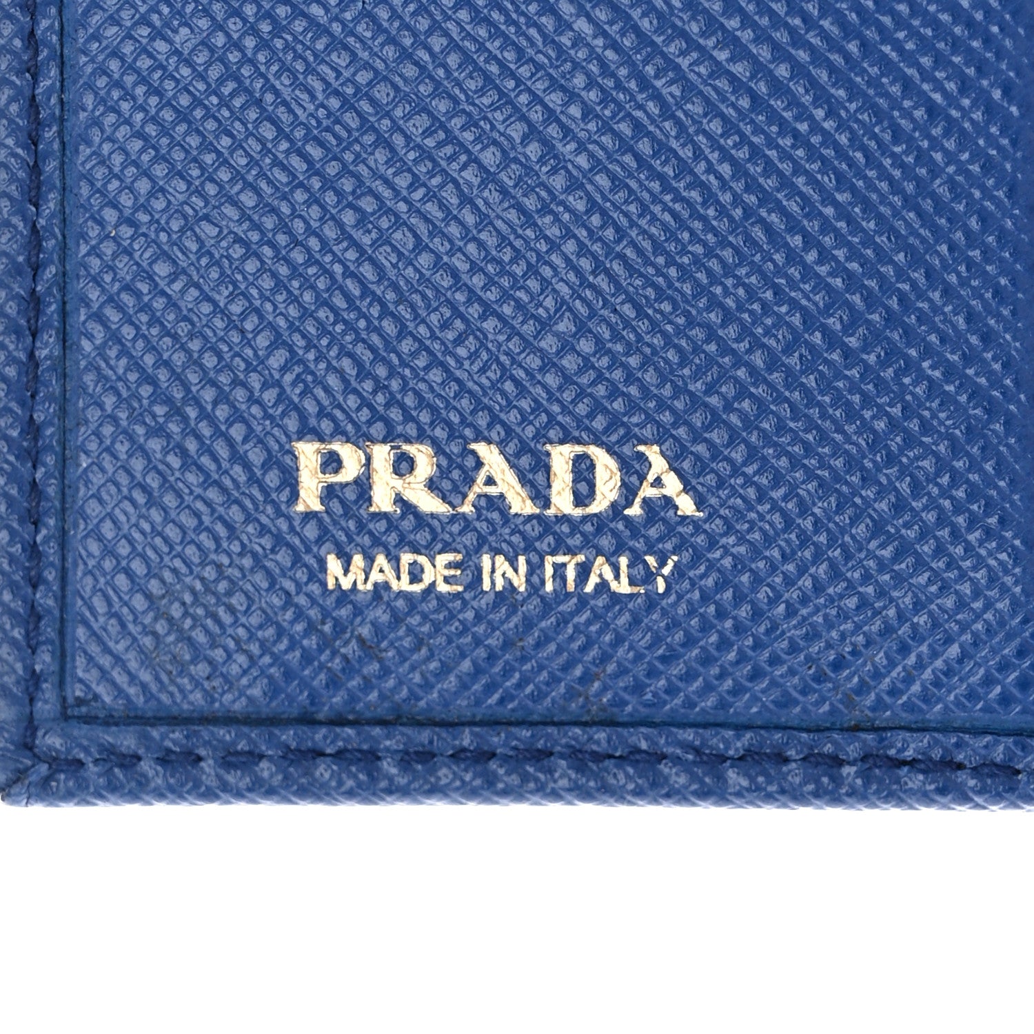 Prada Saffiano Metal Compact Snap Bi-Fold Wallet Blue 6 of 9